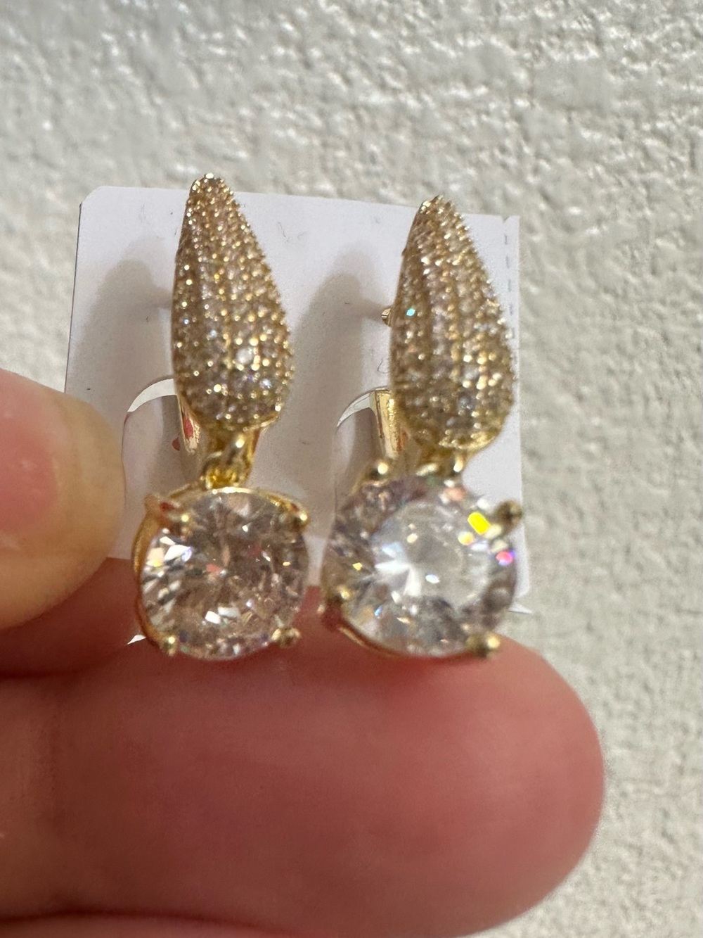 Gold-Tone Crystal Drop Earrings - Clear